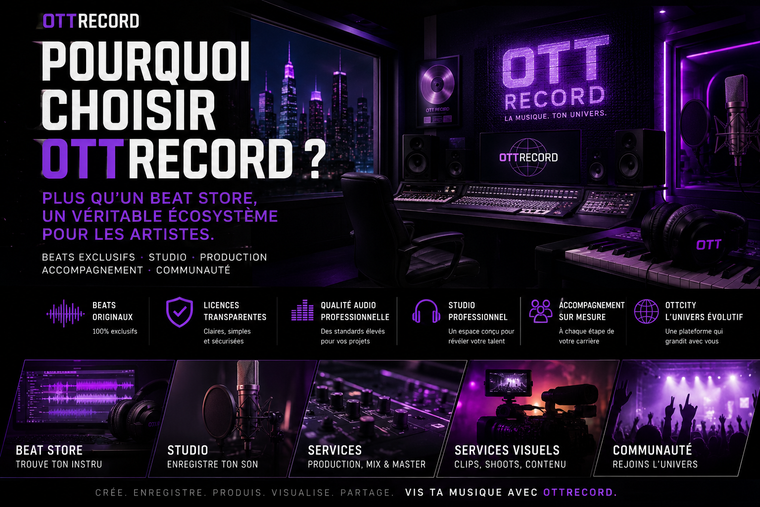 Pourquoi choisir OTTRecord pour votre musique ? Plus qu'un Beat Store, un véritable écosystème pour les artistes